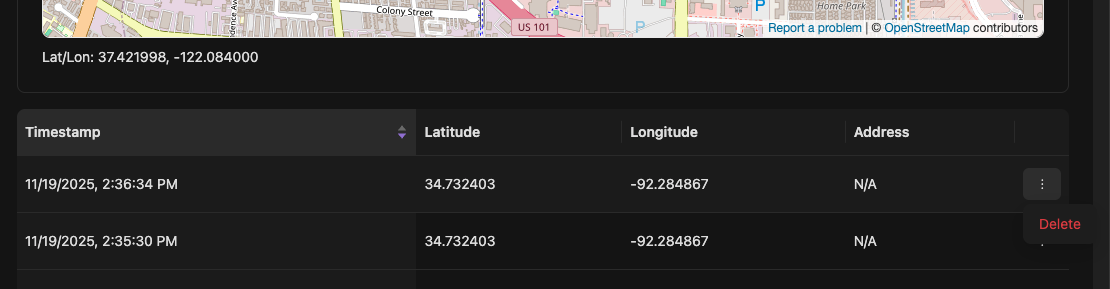 delete location delete location