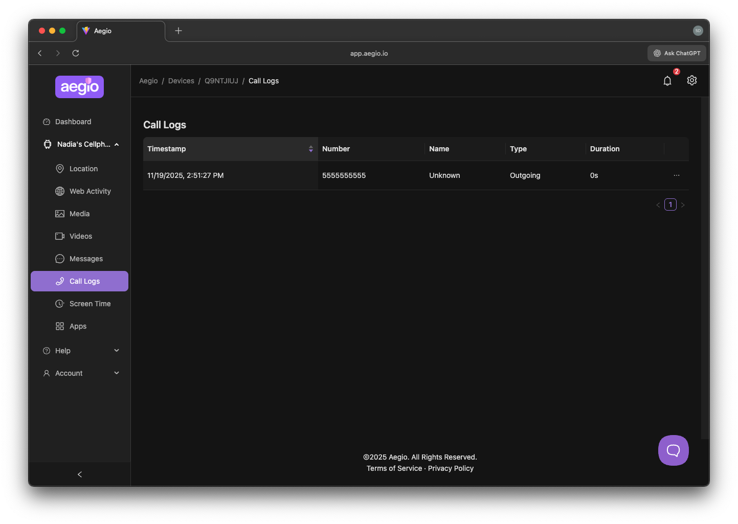 Call logs list Call logs list